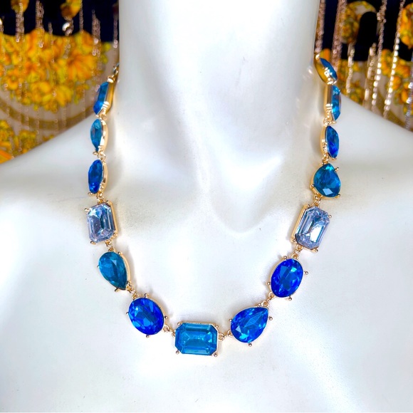 Bloomingdale's Jewelry Blue Crystal Gold 6 Necklace Oval Pear
